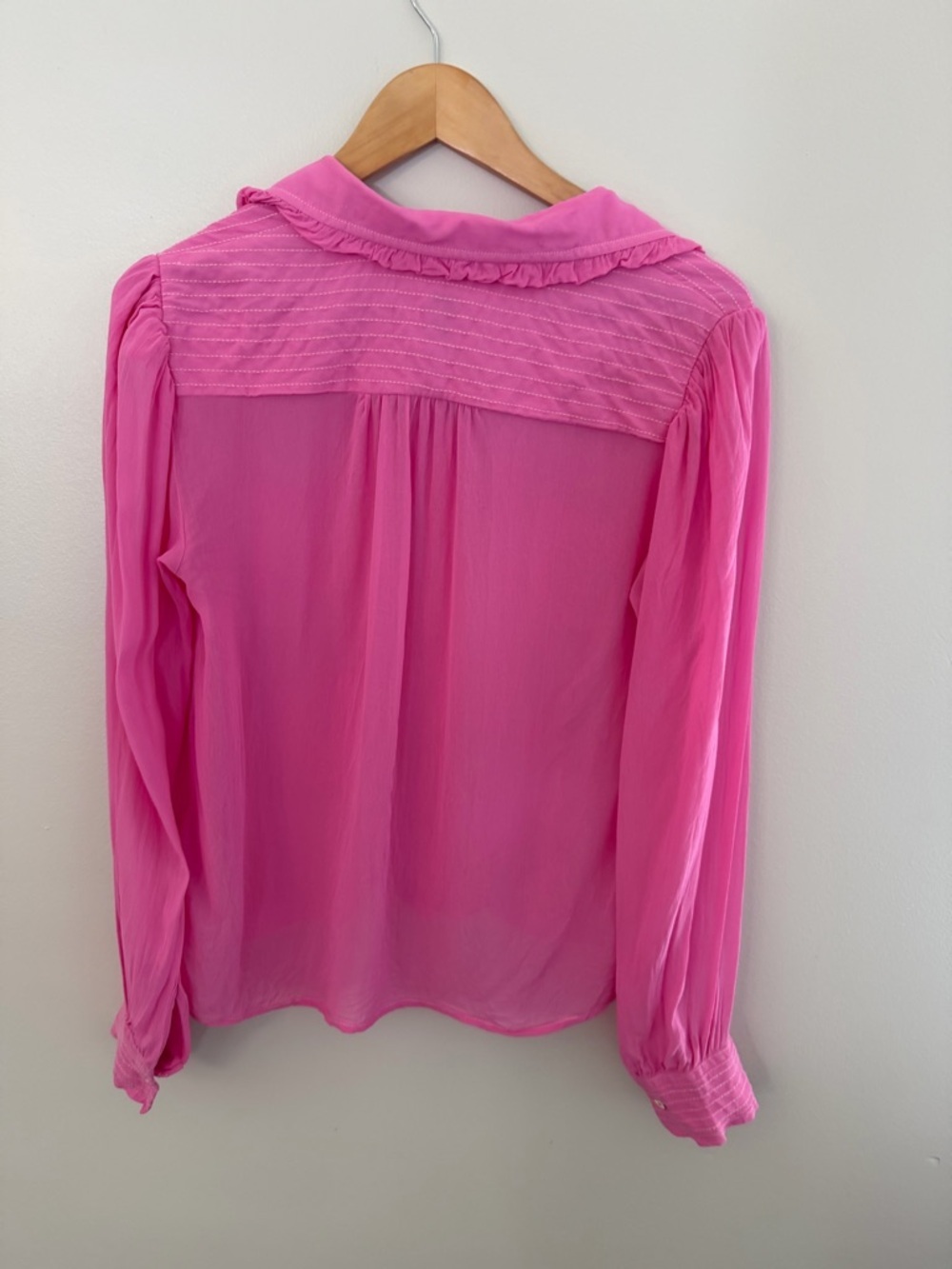 MAEVE Danielle Kroll X Sheer Chiffon Buttondown Shirt - Hot Pink-medium - Picture 3 of 12